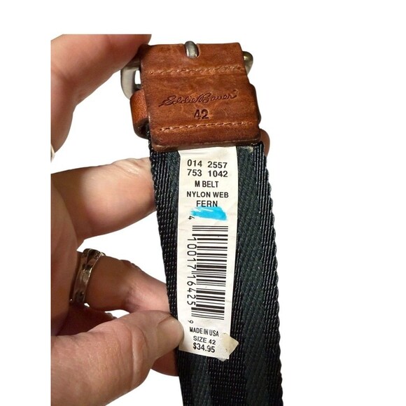 Eddie Bauer Belt Mens 42 Green Fern Nylon Web Grommet Outdoor Made USA New Tags - Picture 5 of 5